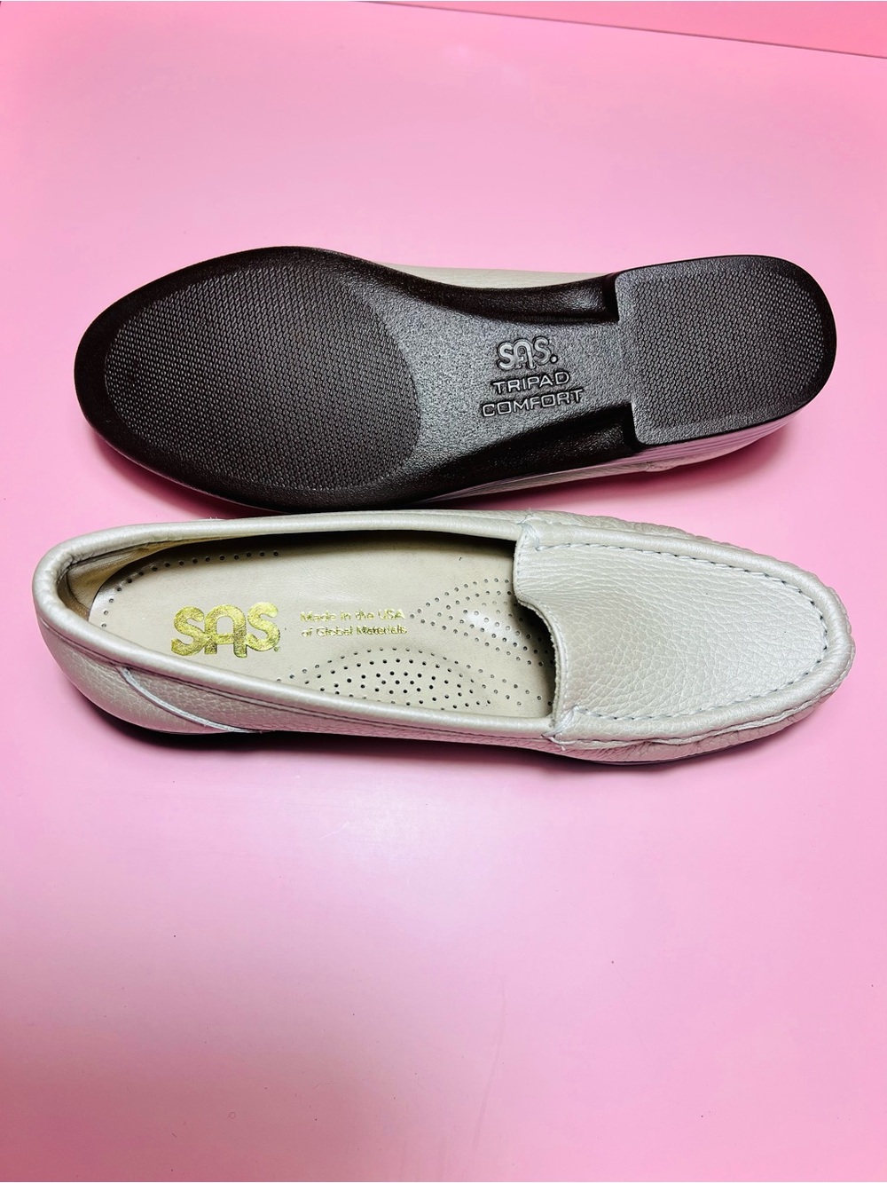 SAS White Leather Slip-On Moccasin Loafer size 5M
